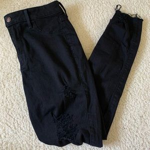 Hollister high rise crop jean leggings (ripped)